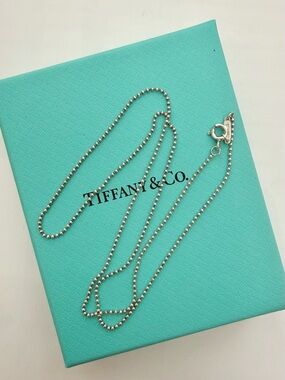 Tiffany & Co. 925 Sterling Silver Beaded Ball Chain Necklace 18”